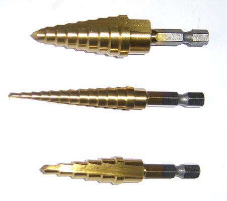 HSS revestido de titânio Step Drill Bit Hex Shank para metal