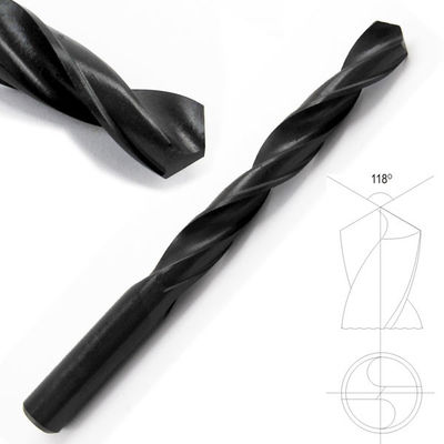 DIN338 HSS Bits de perfuração de barragem reta Óxido negro ponto de 118 graus