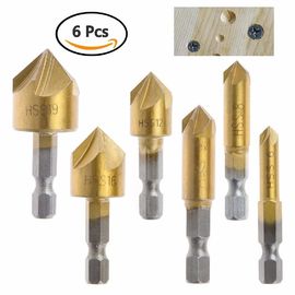 Conjunto de 6 brocas de chanfro de 90 graus revestidas com titânio HSS