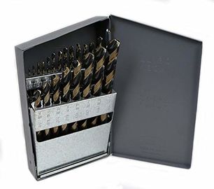 21pc HSS M2 Forro Bit Set 1/64-1/2in Caixinha de aço de acabamento de ouro preto