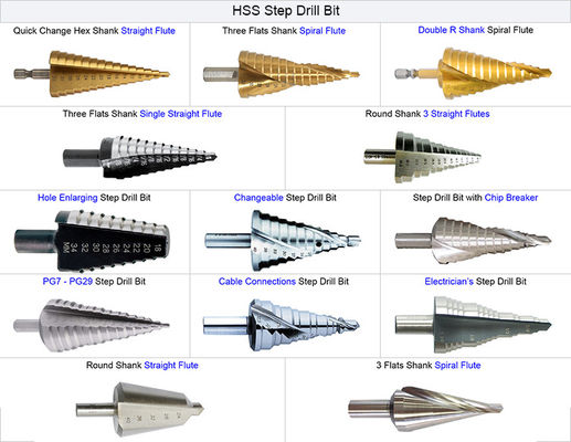 HSS revestido de titânio Step Drill Bit Hex Shank para metal