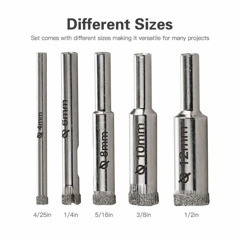 5pcs de prata de diamante de núcleo de broca bit conjunto para porcelana granito telha