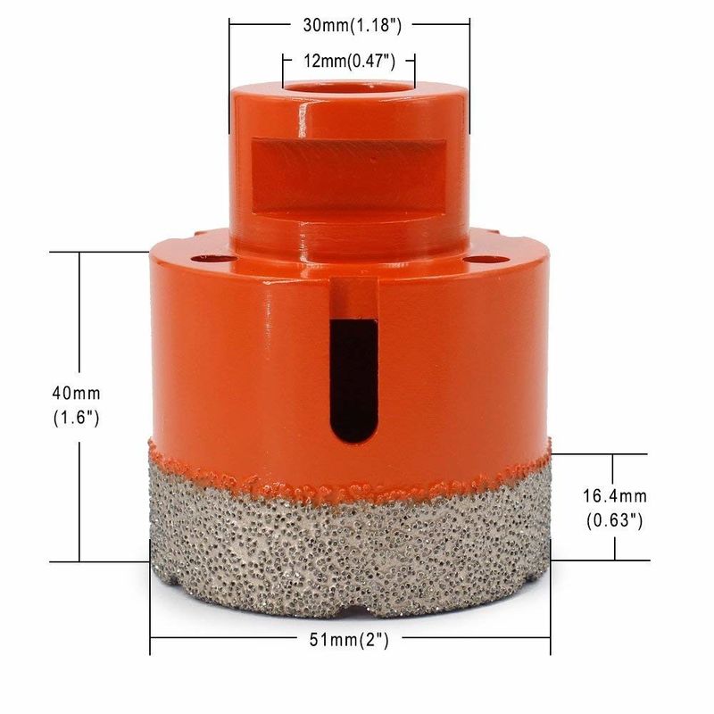 Vacuum Brazed Diamond Core Drill Bit 2 polegadas para Granito de concreto