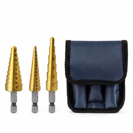 3Pc Titânio HSS Step Drill Bit Set Hex Shank 1/8-3/4 polegadas